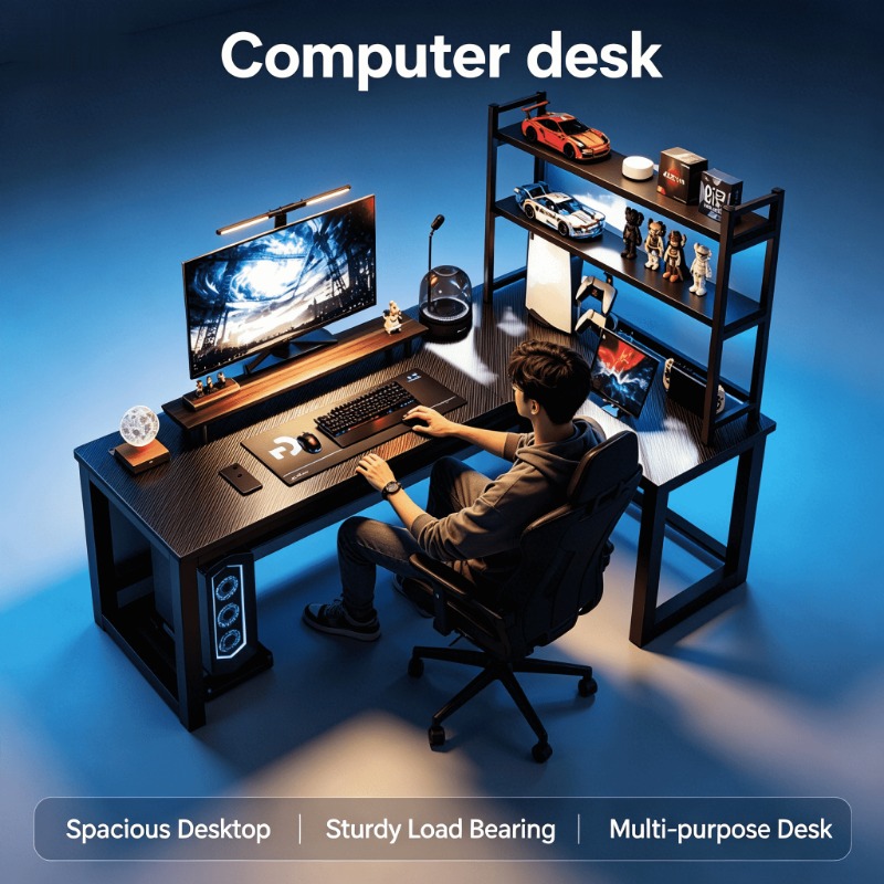Esports Gaming Furniture - 높이 조절 가능한 L자형 코너 컴퓨터