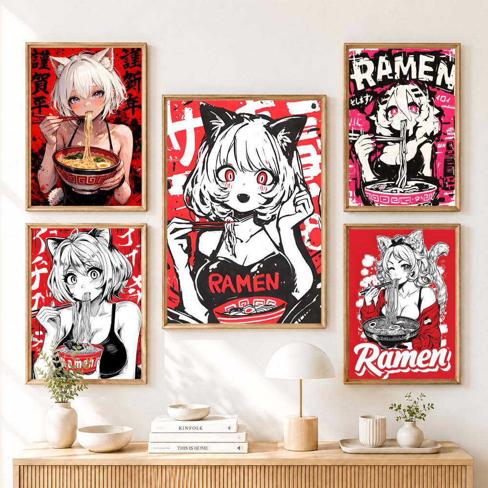 애니메이션 고양이 소녀 그림 캔버스 포스터 아트, 주름 - Esports And Gaming Lounge 리뷰 및 가격