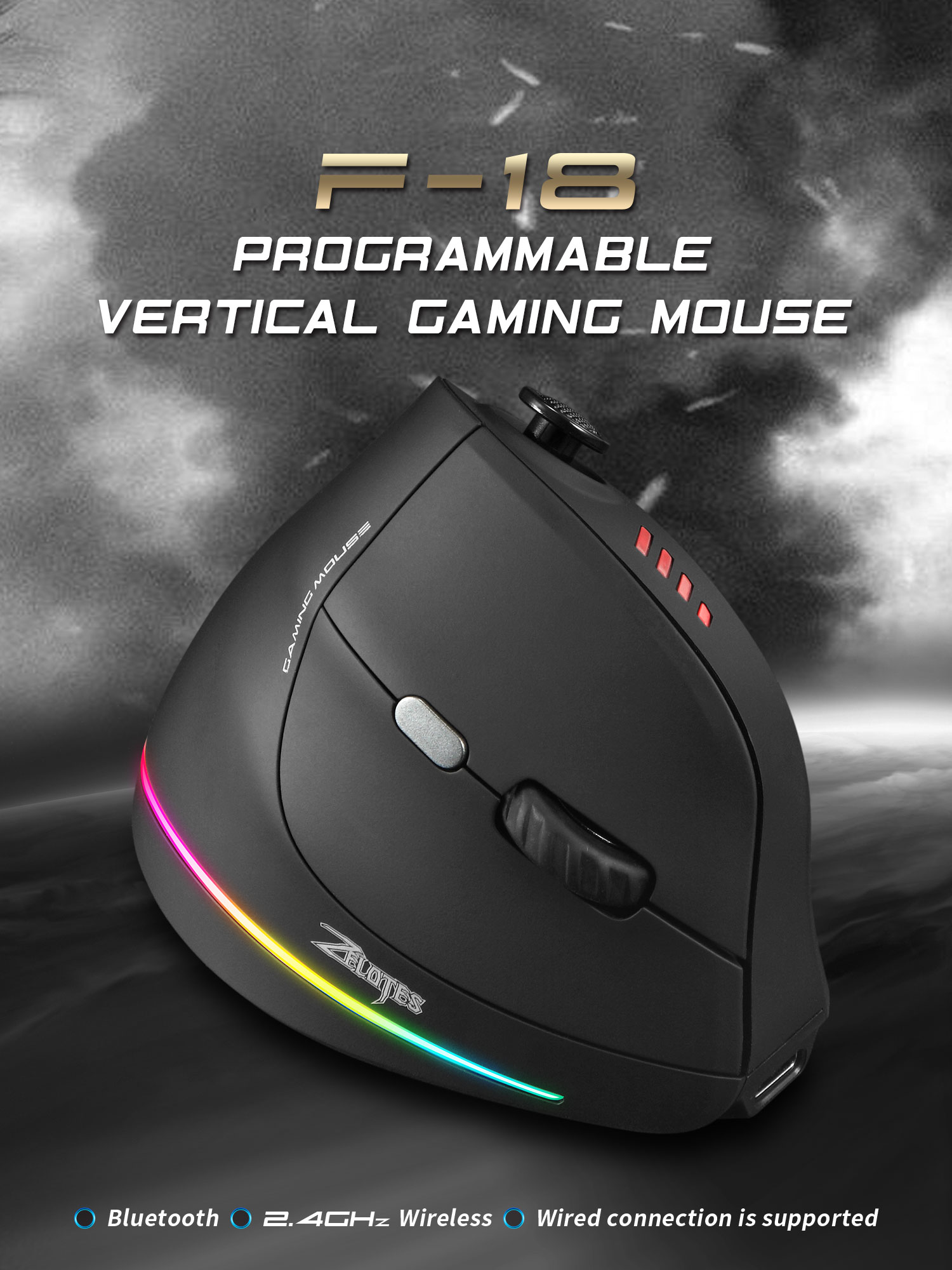 Jomaa RGB 백라이트 게이머 용 무선 수직 마우스 - Esports Gaming Mice 리뷰 및 가격